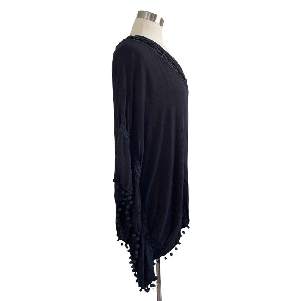 ELLA MOSS Black Pom Pom Swim Suit Cover-up size M/L - Picture 4 of 11